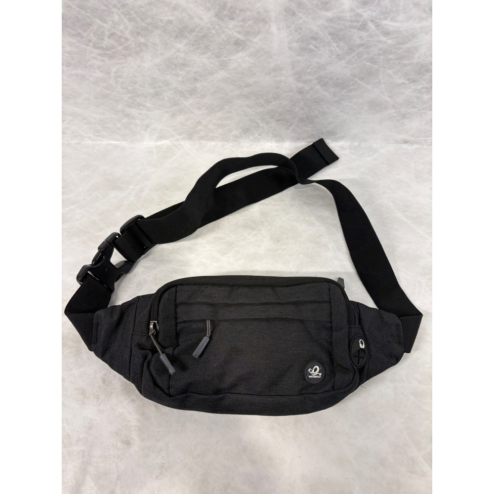Waterfly Black Fanny Pack Waist Bag Hiking Travel Belt Bag with Headphone Port